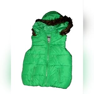 Justice Green Puffer Vest, Size 16, Hooded